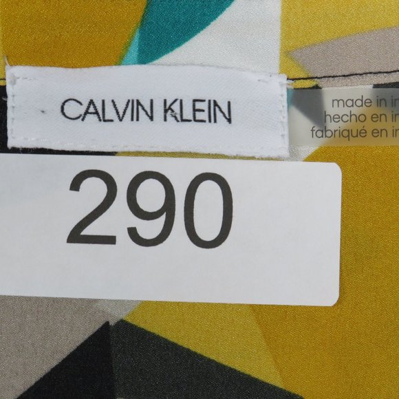 Calvin‎ Klein* Women's Long Sleeve Button Down V-Neck Blouse Large Multicolor - Picture 3 of 9